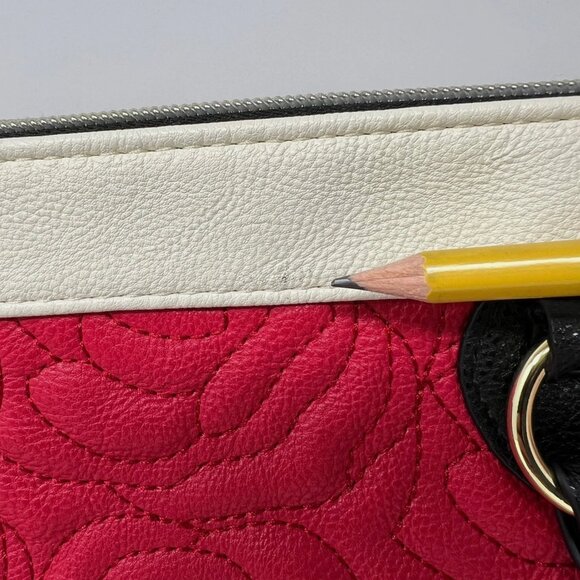Betsey Johnson NY Satchel Red White Black Rose Quilted Bag Purse *Flaw - Picture 15 of 16